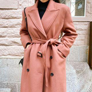 Peaked-lapel Belted Maxi Coat