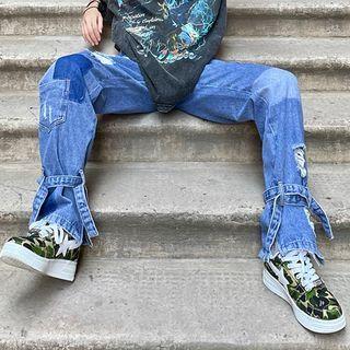 Patchwork Mid Rise Jeans