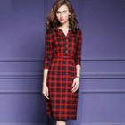 Plaid Split-neck Dress