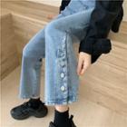 Mid-rise Straight Leg Button Jeans