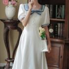 Two-tone Sailor Collar Short-sleeve Dress