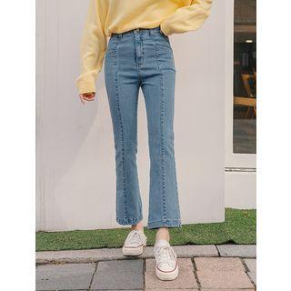 Plus Size Band-waist Seam-trim Boot-cut Jeans