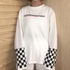 Check Panel Long-sleeve T-shirt White - One Size