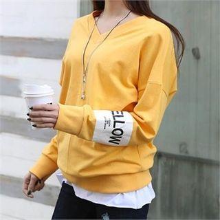 V-neck Lettering-detail Top