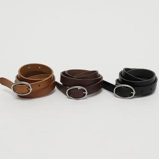Oval-buckle Cowhide Belt