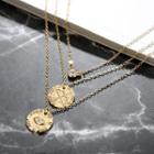 Rhinestone Layered Necklace Gold - One Size