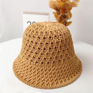 Eyelet Straw Bucket Hat