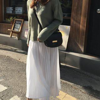 Drop-shoulder Henley Knit Top