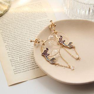 Alloy Mermaid Glass Bead Dangle Earring