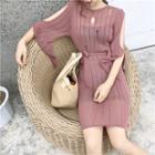 Ripped 3/4 Sleeve Knit Dress