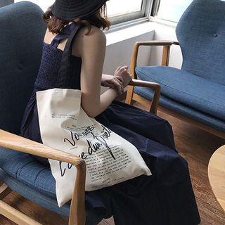 Letter Canvas Tote Bag Off-white - One Size