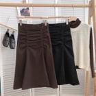 Ruched High-waist A-line Midi Skirt