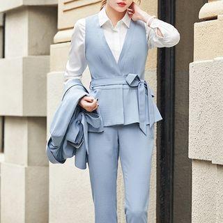 Set: Sashed Vest + Dress Pants