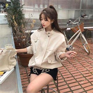 High-neck Cotton Zip Jacket