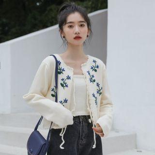 Floral Cardigan / Knit Top /set
