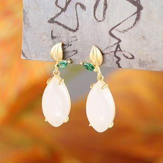Leaf Rhinestone Gemstone Dangle Earring
