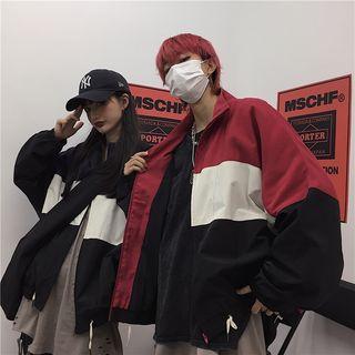 Couple-matching Color-panel Zip Jacket