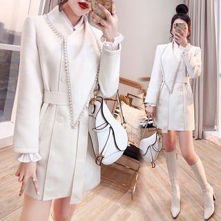 Faux Pearl Double-breasted Coat