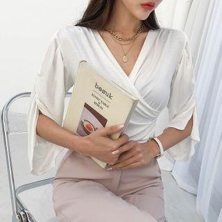 Slit-sleeve Glam Wrap Top