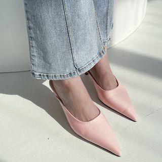 Pointy Flared-heel Mules