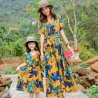 Family Matching Floral Short-sleeve Midi Dress