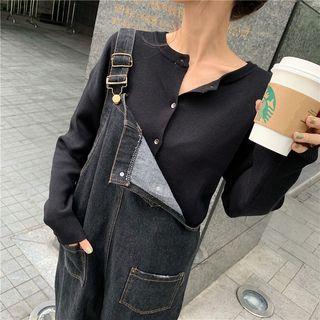 Plain Cardigan / Pocket-detail Dungaree