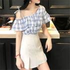 Plaid Asymmetrical Blouse