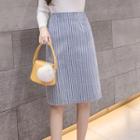 Plain Midi Skirt As Shown In Figure - One Size