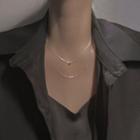 Layered Sterling Silver Necklace 1 Pc - Silver - One Size