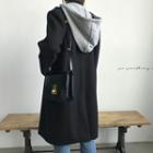 Contrast-hooded Wool Blend Long Coat