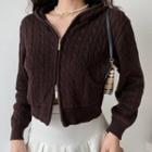Double-ended Zip Knit Cropped Sweater Jacket