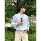 Mandarin-collar Rayon Shirt