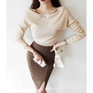 Flap-front Knit Top