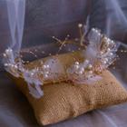 Wedding Set: Faux Pearl Branches Headpiece + Fringed Earring Headpiece & Earring - White - One Size