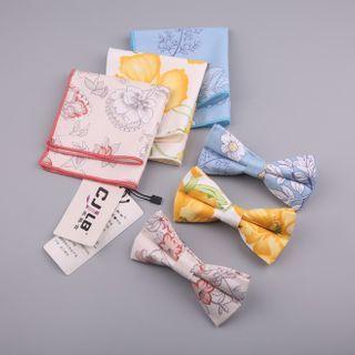 Set: Floral Handkerchief + Bow Tie