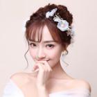 Wedding Set: Floral Hair Comb + Hair Clip + Earring