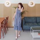 Sleeveless Smocked Plaid Maxi Dress