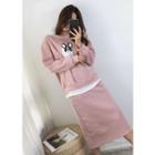 Tall Size Dog Print Sweatshirt & Midi Skirt Set
