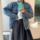 Chest Pocket Denim Jacket Blue - One Size