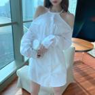 Halter Long-sleeve Mini Shirtdress