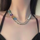 Bead Layered Necklace 1 Pc - Bead Layered Necklace - Silver - One Size