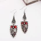 Shield Drop Earring 1 Pair - Shield Drop Earring - Silver & Red - One Size