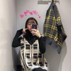 Long-sleeve Top / Plaid Long Knit Vest