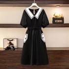 Short Sleeve Two Tone A-line Collar Dress