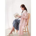 Slit-hem Wool Blend Long Cardigan