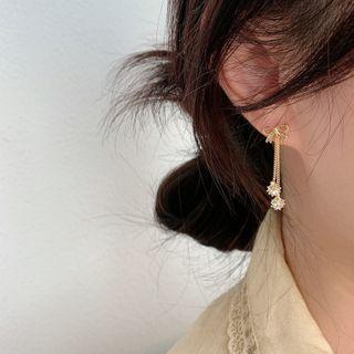 Rhinestone Alloy Bow Dangle Earring 1 Pair - As Shown In Figure - One Size