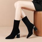 Plain Chunky Heel Mid-calf Boots