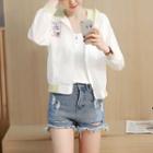 Printed Applique Hooded Jacket