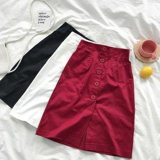 Plain Single-breasted Skirt