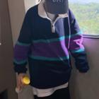 Color-block Faux Shearling Sweatshirt As Shown In Figure - One Size
